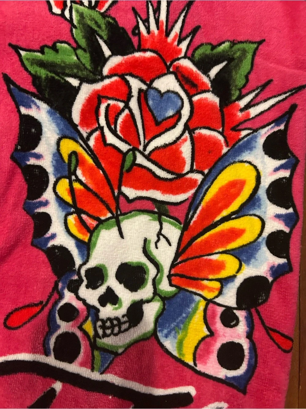 Ed Hardy Skull & Roses Beach Towel 100% Cotton 36